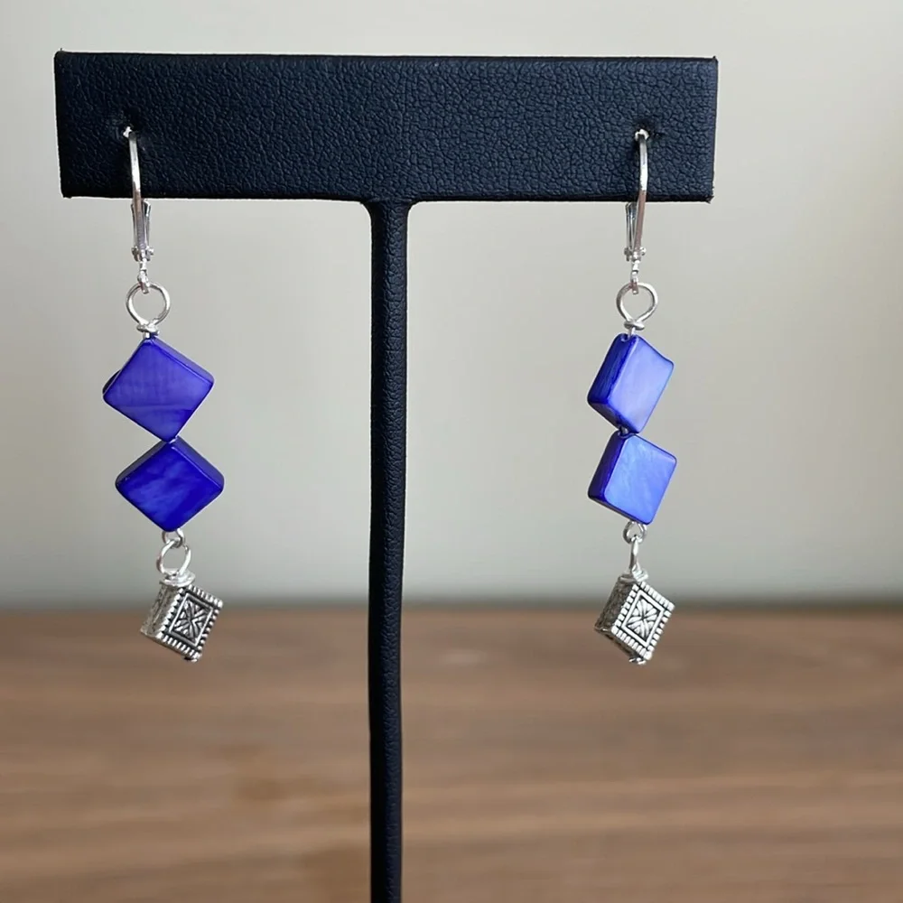 HAND CRAFTED EARRINGS Royal Purple with Silver